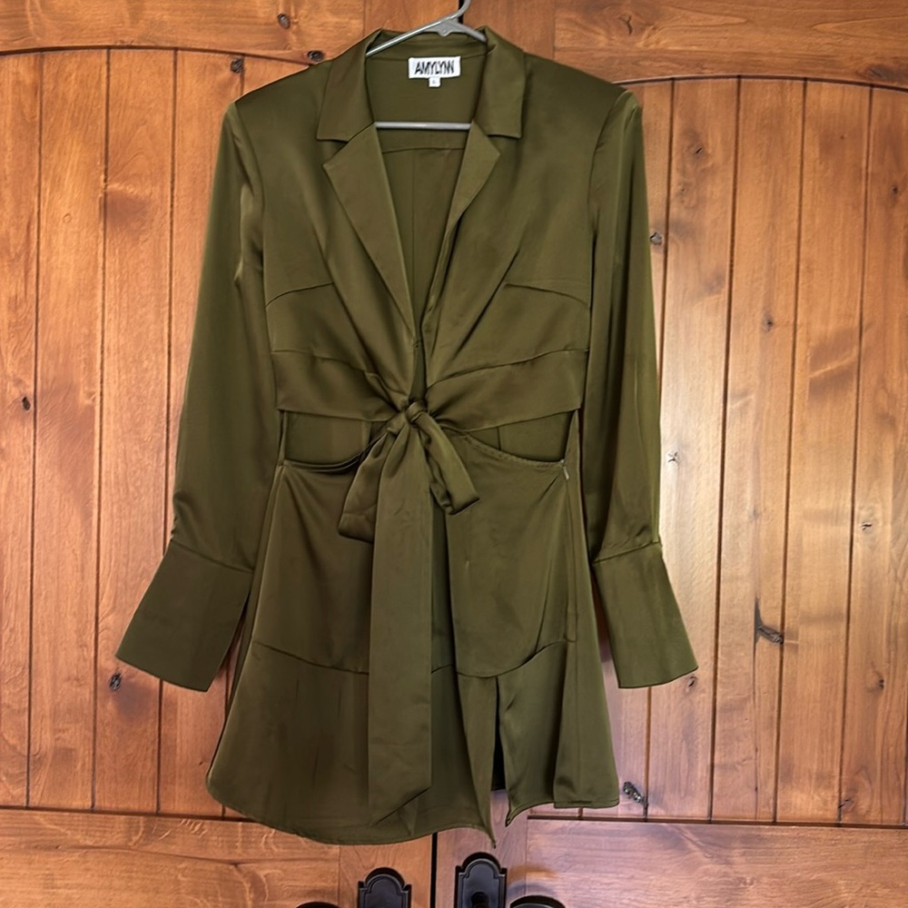 Green satin dress